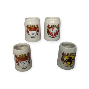 Vintage Western Germany Miniature Stoneware Beer Steins Set of 4 2" Tall